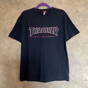 Independent x Thrasher Time To Grind Graphic T-shirt Double-sided Black Red L